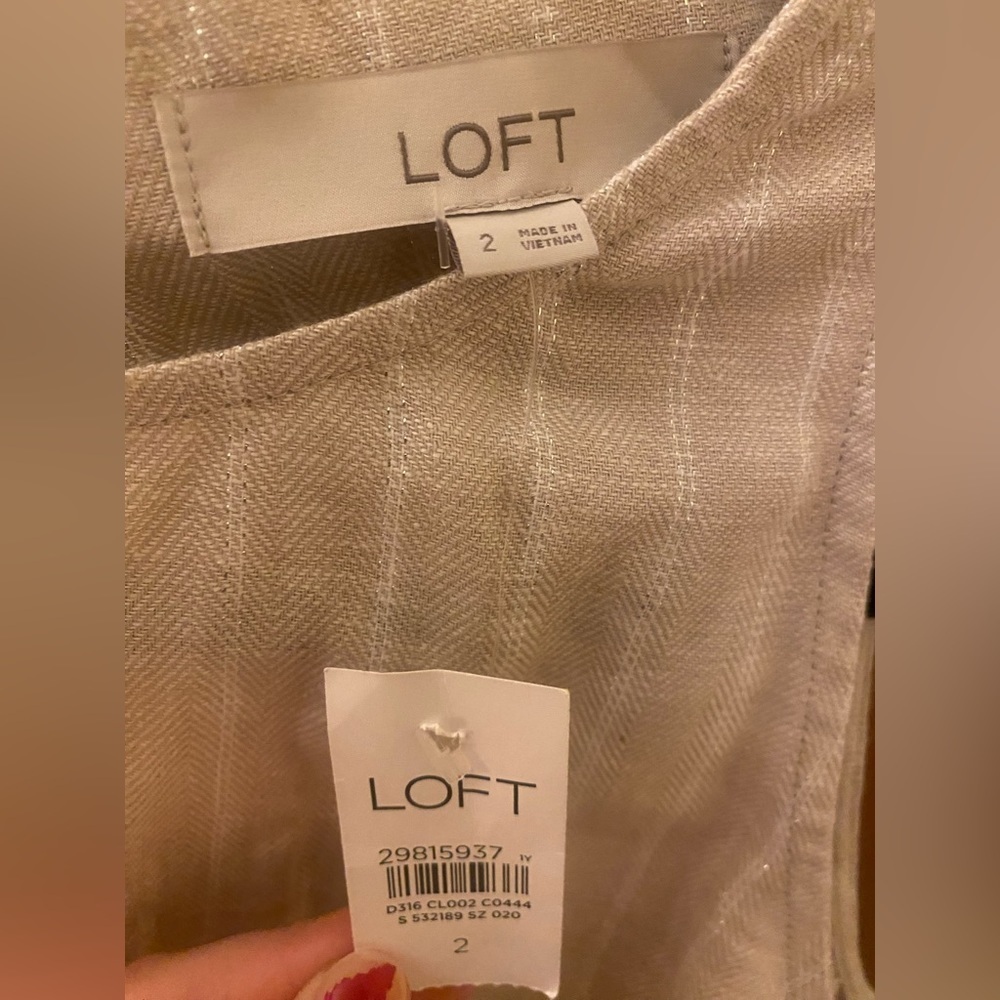 NWT Loft Linen Blend Shimmer Dress Resortwear Coastal Grandmother Vacation Ready - Picture 2 of 4